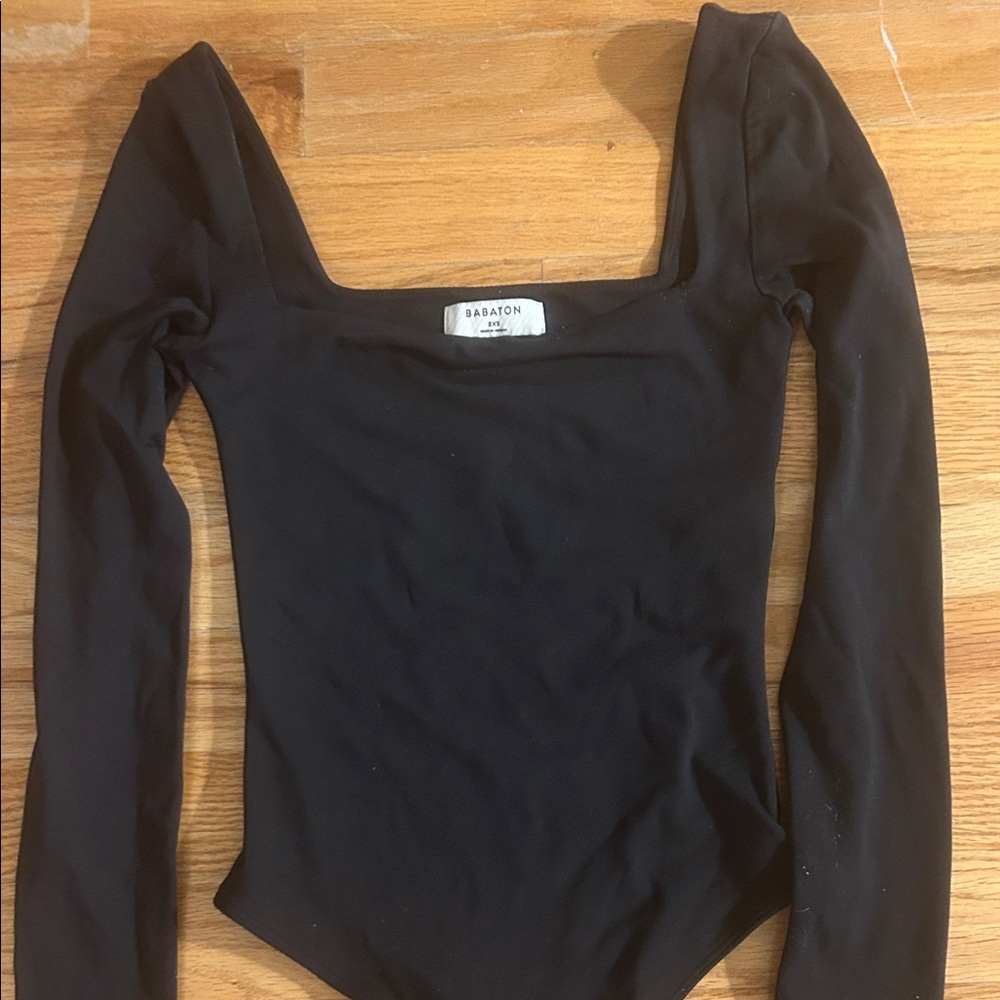 Babaton Elegant Black Square Neck Bodysuit